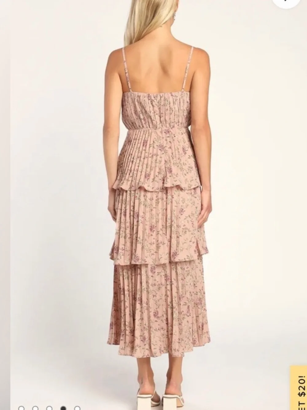 Lulu's Cascading Crush Pink Floral Print Tiered Bustier Midi Dress - Picture 2 of 5